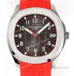(ZF)AAA Replica Patek Philippe Aquanaut Red Strap Grey Dial Swiss 324 Watch For Men